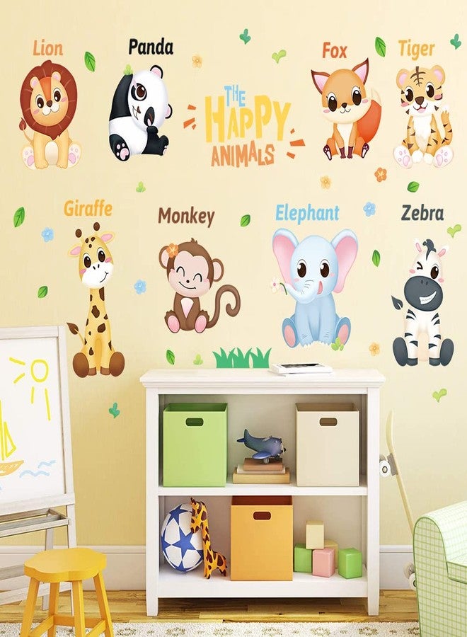Supzone Jungle Animal Wall Decal Kids Educational Wall Stickers Monkey Lion Giraffe Wall Decor DIY Vinyl Mural Art for Kids Baby Nursery Playroom Bedroom Living Room Home Decoration - Image 1